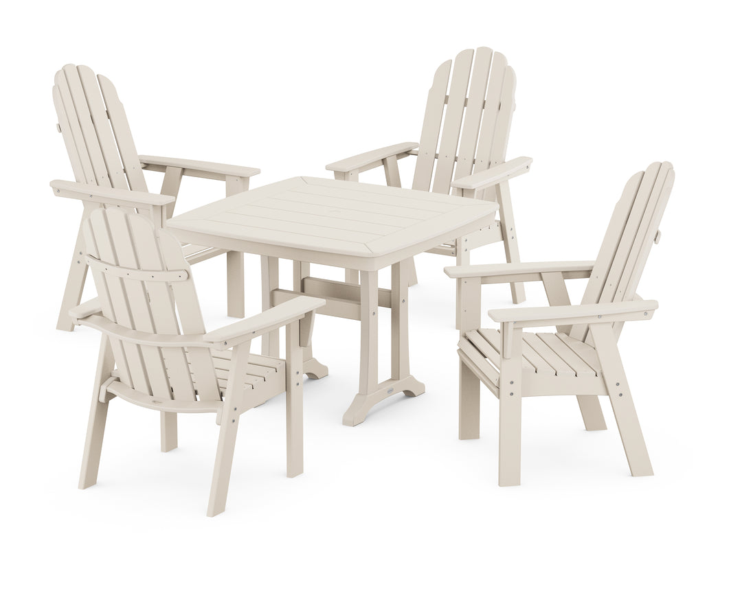 POLYWOOD® Vineyard Adirondack 5-Piece Dining Set with Trestle Legs