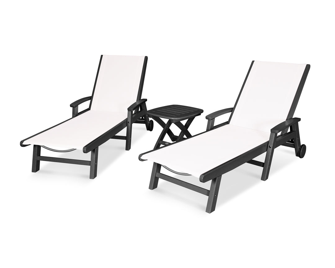 POLYWOOD® Coastal 3-Piece Wheeled Chaise Set