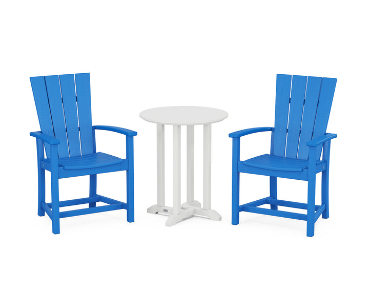POLYWOOD® Quattro 3-Piece Round Farmhouse Bistro Dining Set