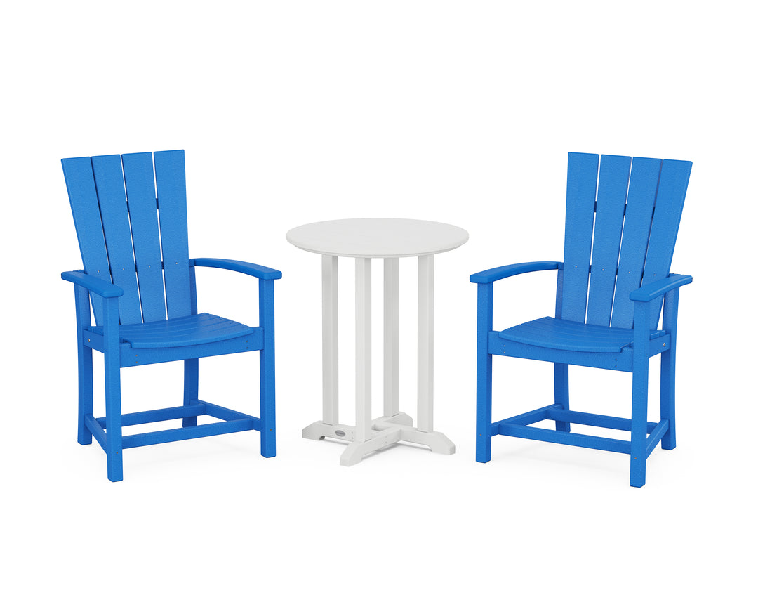 POLYWOOD® Quattro 3-Piece Round Farmhouse Bistro Dining Set