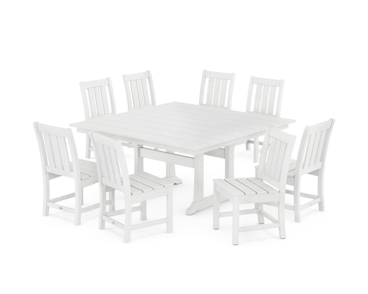 POLYWOOD® Oxford Side Chair 9-Piece Square Farmhouse Dining Set with Trestle Legs