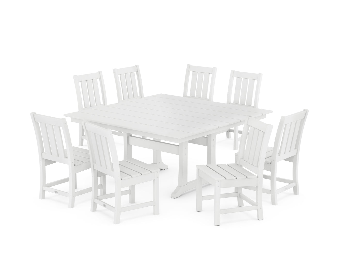 Oxford Side Chair 9-Piece Square Farmhouse Dining Set with Trestle Legs