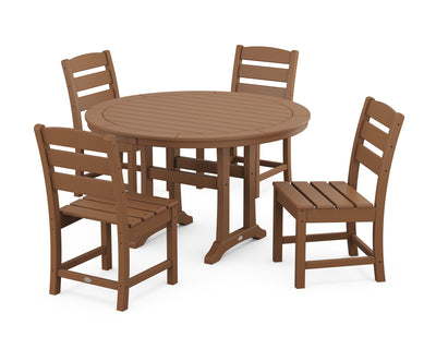 Lakeside Side Chair 5-Piece Round Dining Set With Trestle Legs