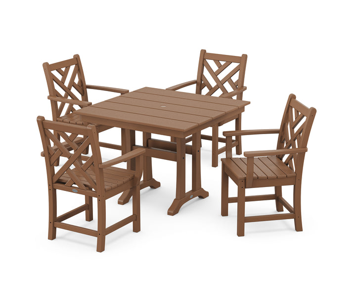 POLYWOOD® Chippendale 5-Piece Farmhouse Trestle Arm Chair Dining Set