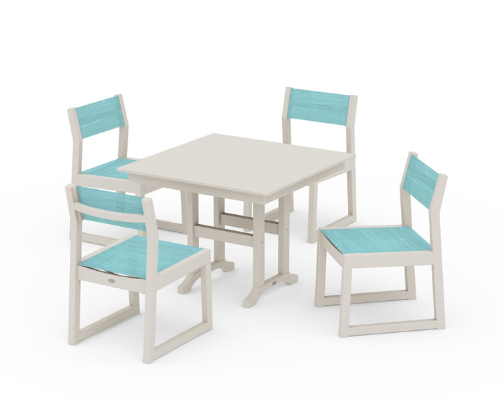 POLYWOOD® EDGE Sling Side Chair 5-Piece Farmhouse Dining Set