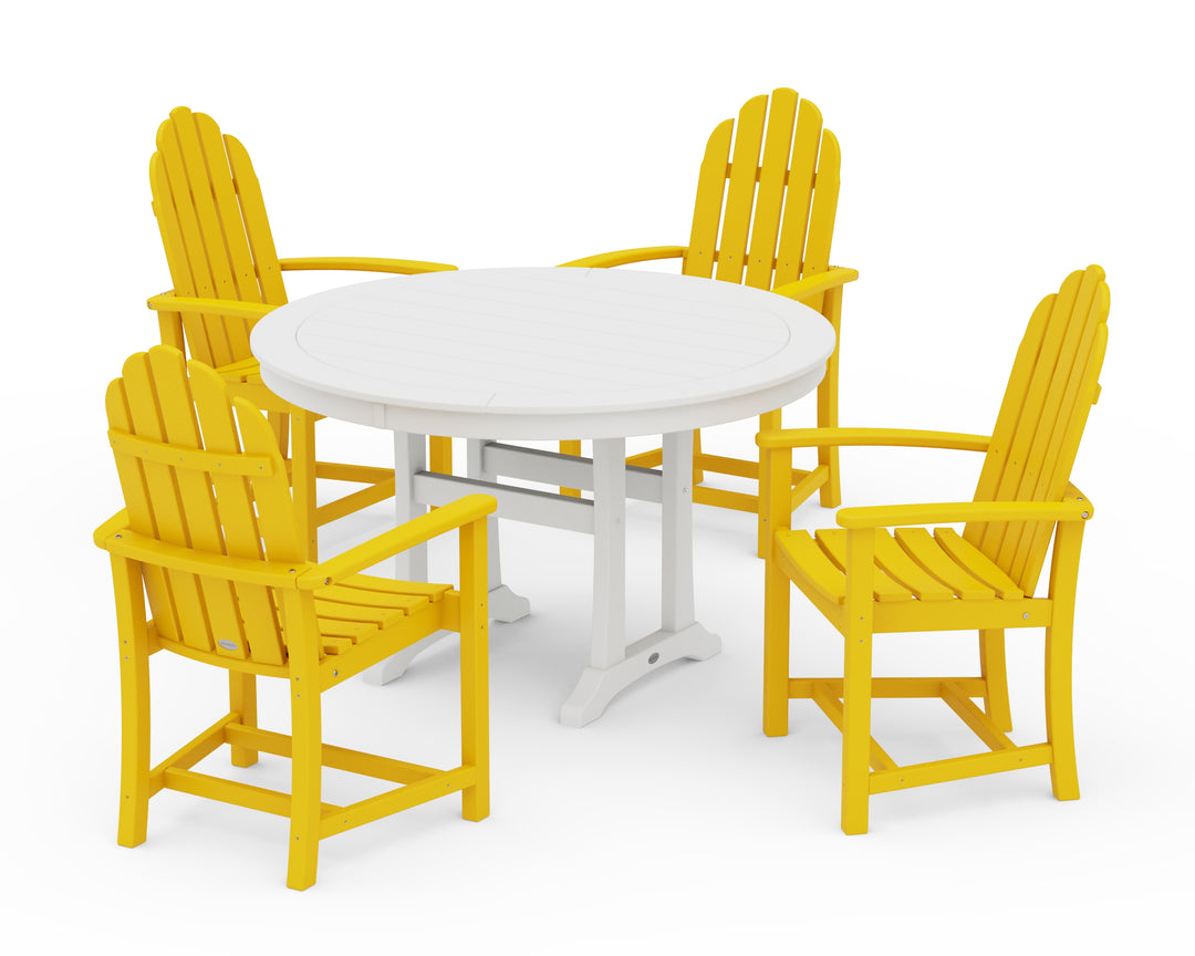 POLYWOOD® Classic Adirondack 5-Piece Round Dining Set with Trestle Legs