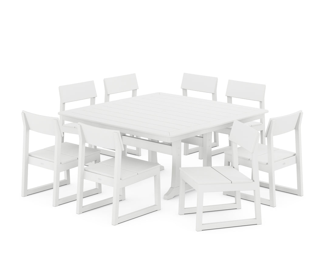 POLYWOOD® EDGE Side Chair 9-Piece Dining Set with Trestle Legs