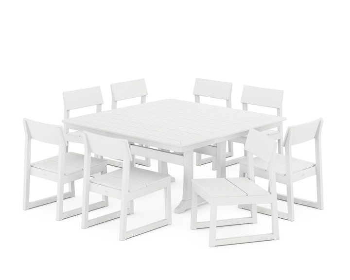 POLYWOOD® EDGE Side Chair 9-Piece Dining Set with Trestle Legs