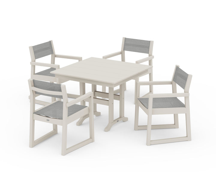 POLYWOOD® EDGE Sling Arm Chair 5-Piece Farmhouse Dining Set