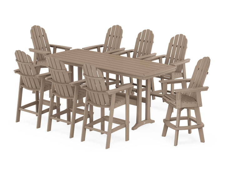 POLYWOOD® Vineyard Curveback Adirondack Swivel 9-Piece Bar Set with Trestle Legs