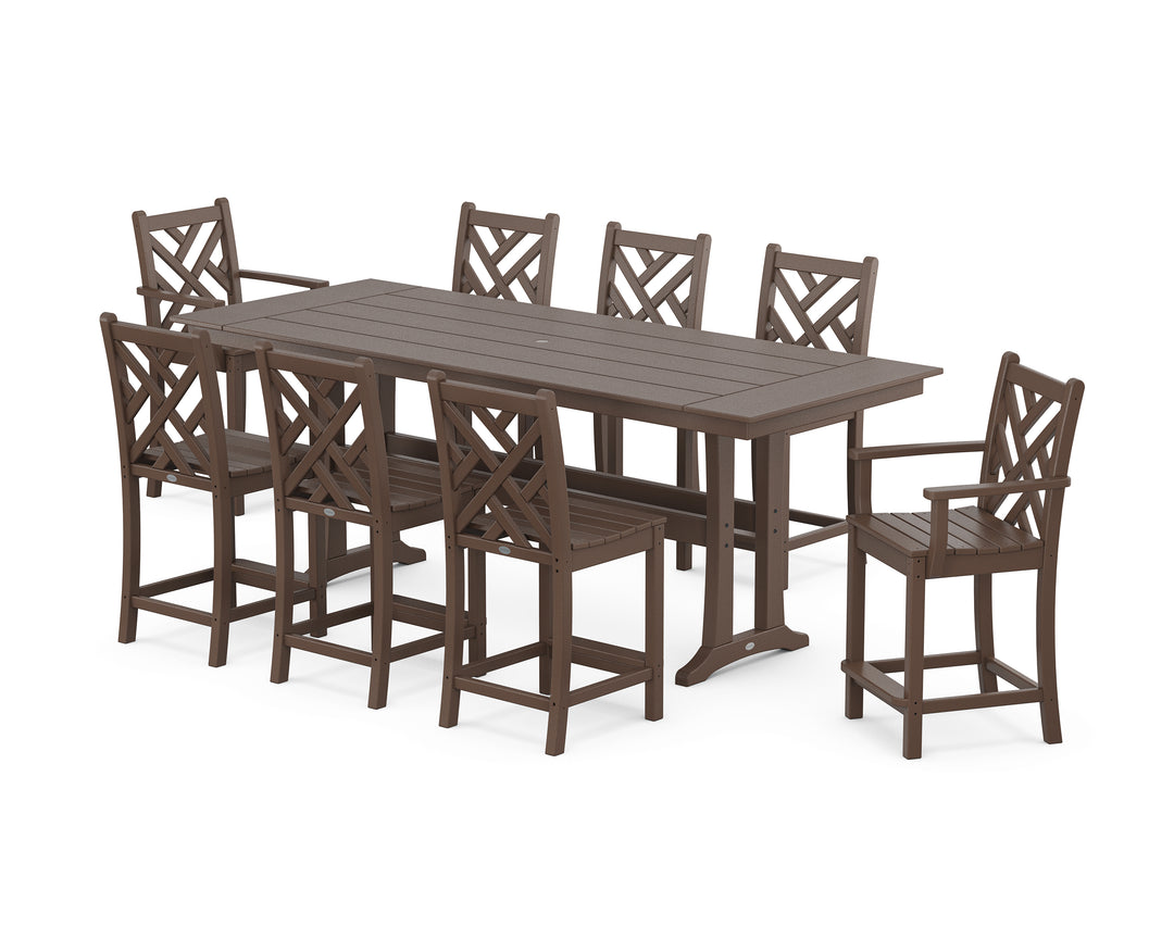 POLYWOOD® Chippendale 9-Piece Farmhouse Counter Set with Trestle Legs