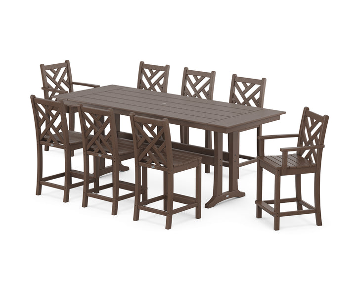 POLYWOOD® Chippendale 9-Piece Farmhouse Counter Set with Trestle Legs