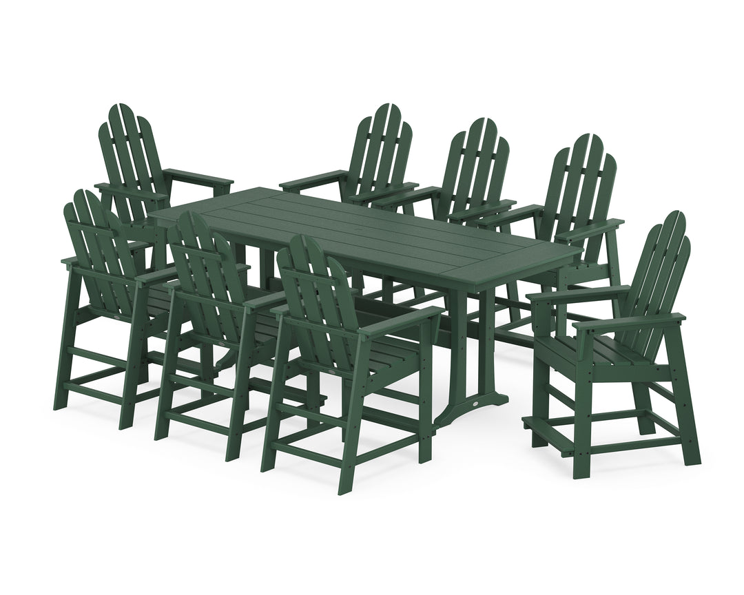 POLYWOOD® Long Island 9-Piece Farmhouse Counter Set with Trestle Legs