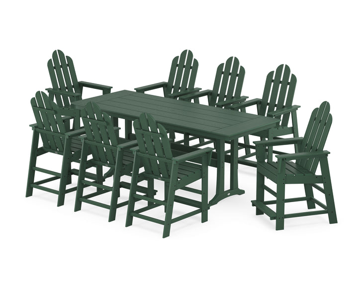 POLYWOOD® Long Island 9-Piece Farmhouse Counter Set with Trestle Legs