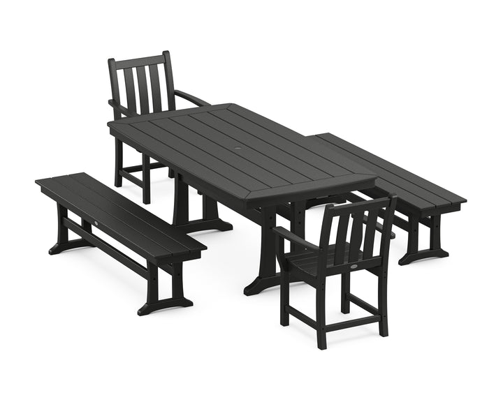 POLYWOOD® Traditional Garden 5-Piece Dining Set with Trestle Legs
