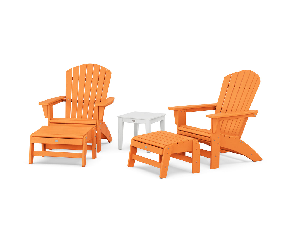 POLYWOOD® 5-Piece Nautical Grand Adirondack Set with Ottomans and Side Table