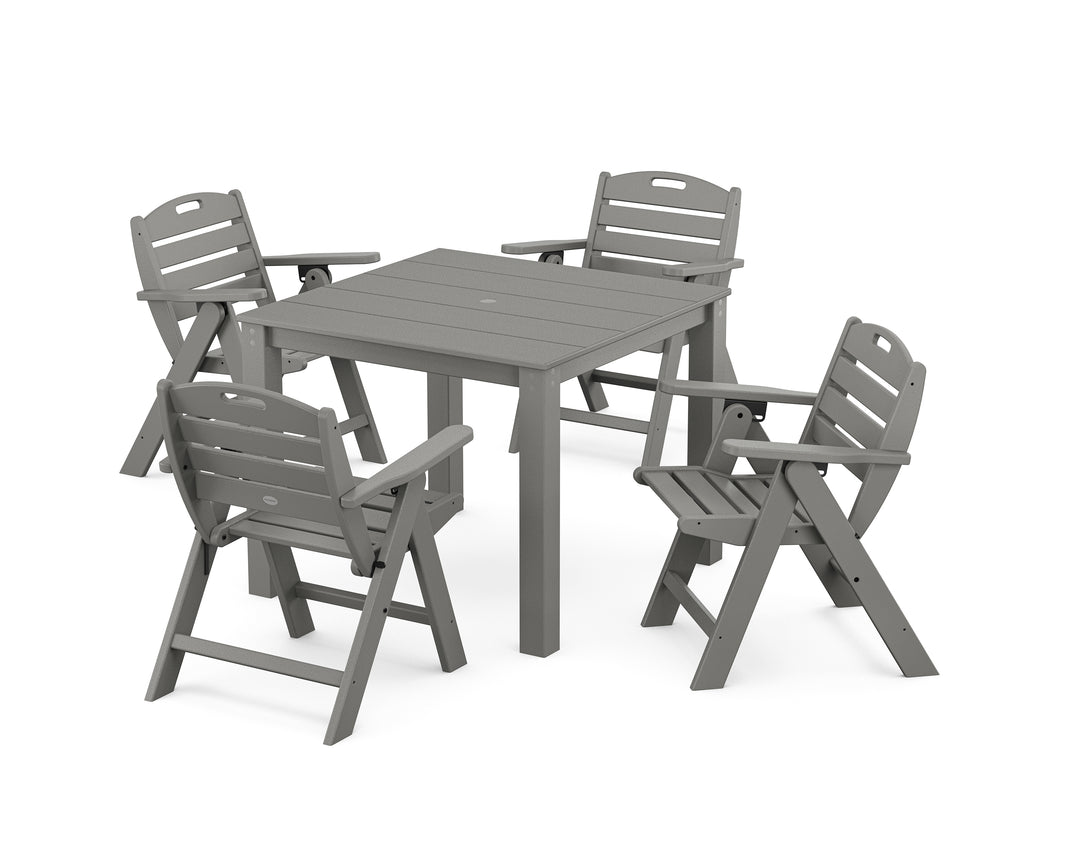 POLYWOOD® Nautical Folding Lowback Chair 5-Piece Parsons Dining Set
