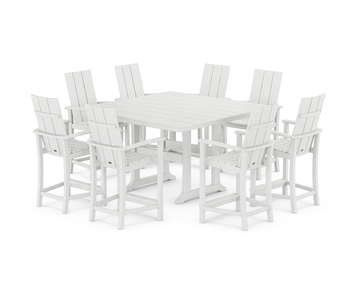 POLYWOOD® Modern Adirondack 9-Piece Farmhouse Trestle Counter Set