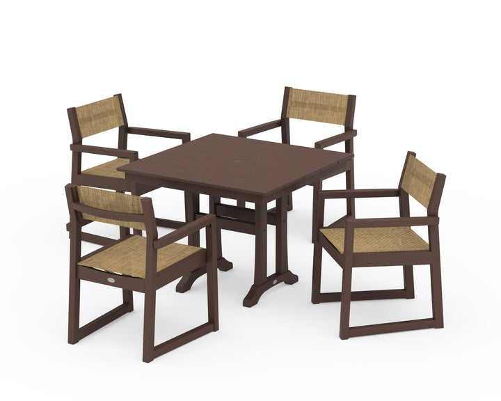 POLYWOOD® EDGE Sling 5-Piece Farmhouse Dining Set with Trestle Legs