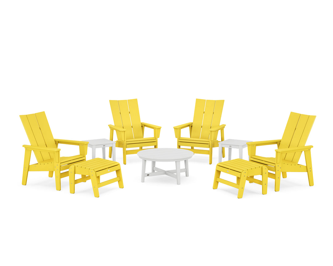 POLYWOOD® Modern Grand Upright Adirondack 9-Piece Conversation Set