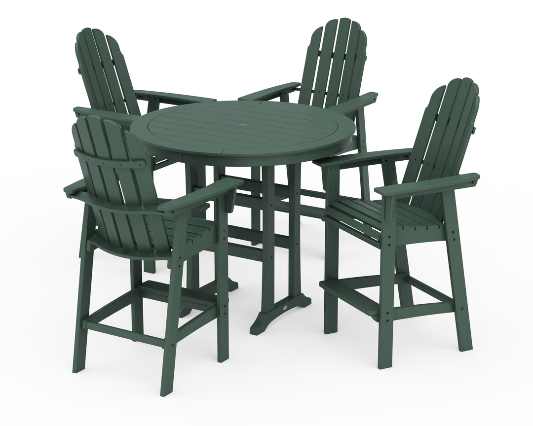 POLYWOOD® Vineyard Curveback Adirondack 5-Piece Nautical Trestle Bar Set