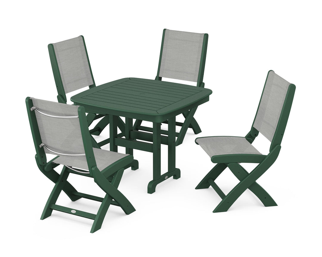 POLYWOOD® Coastal Folding Side Chair 5-Piece Dining Set