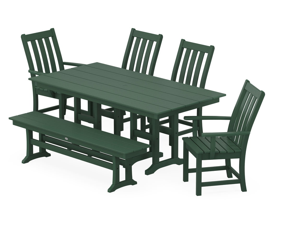 POLYWOOD® Vineyard 6-Piece Farmhouse Dining Set with Bench