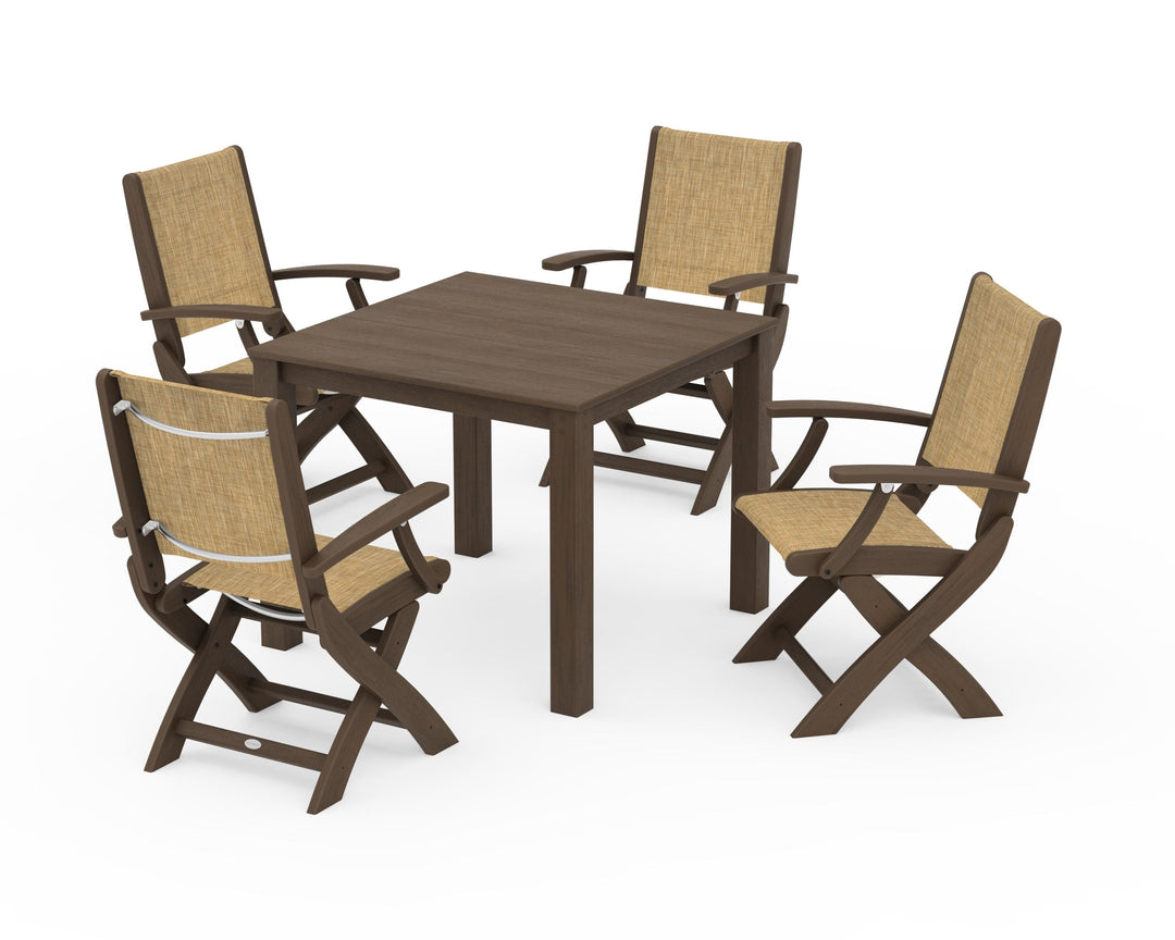 POLYWOOD® Coastal Folding Chair 5-Piece Parsons Dining Set