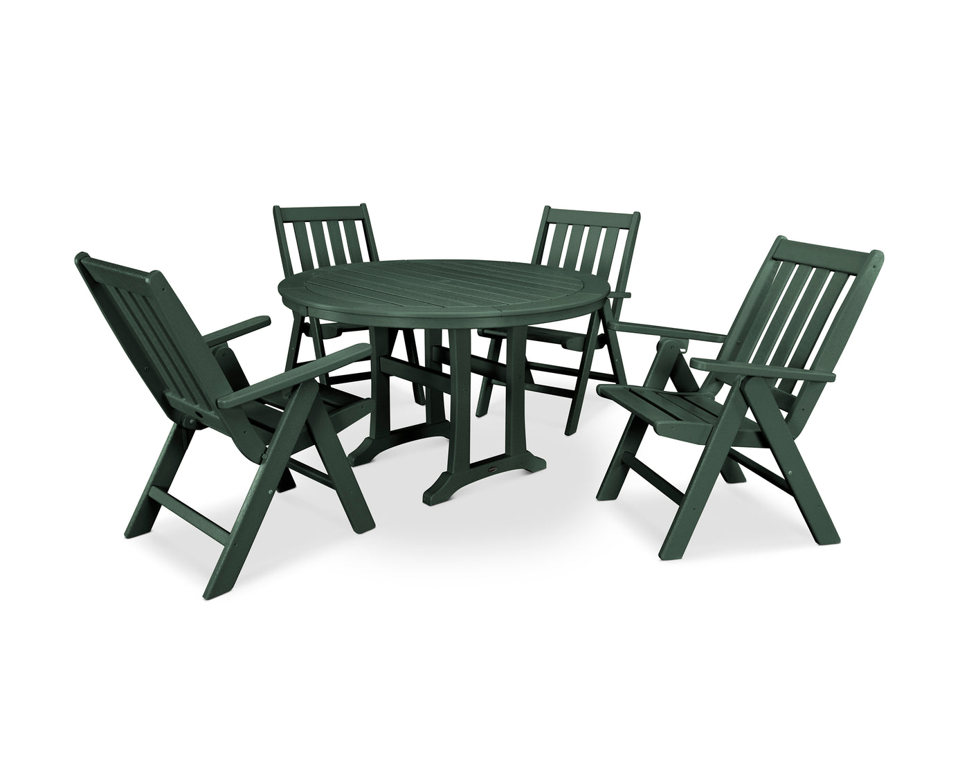 Vineyard Folding Chair 5-Piece Round Dining Set with Trestle Legs