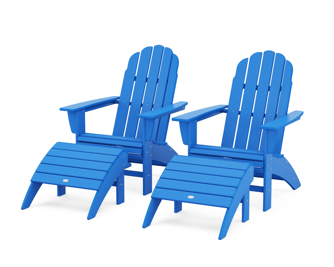 POLYWOOD® Vineyard Curveback Adirondack Chair 4-Piece Set with Ottomans