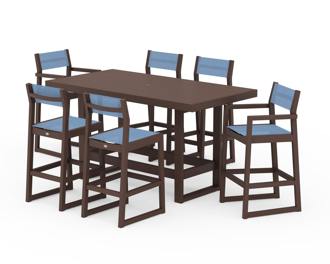 POLYWOOD® EDGE Sling 7-Piece Bar Table Set