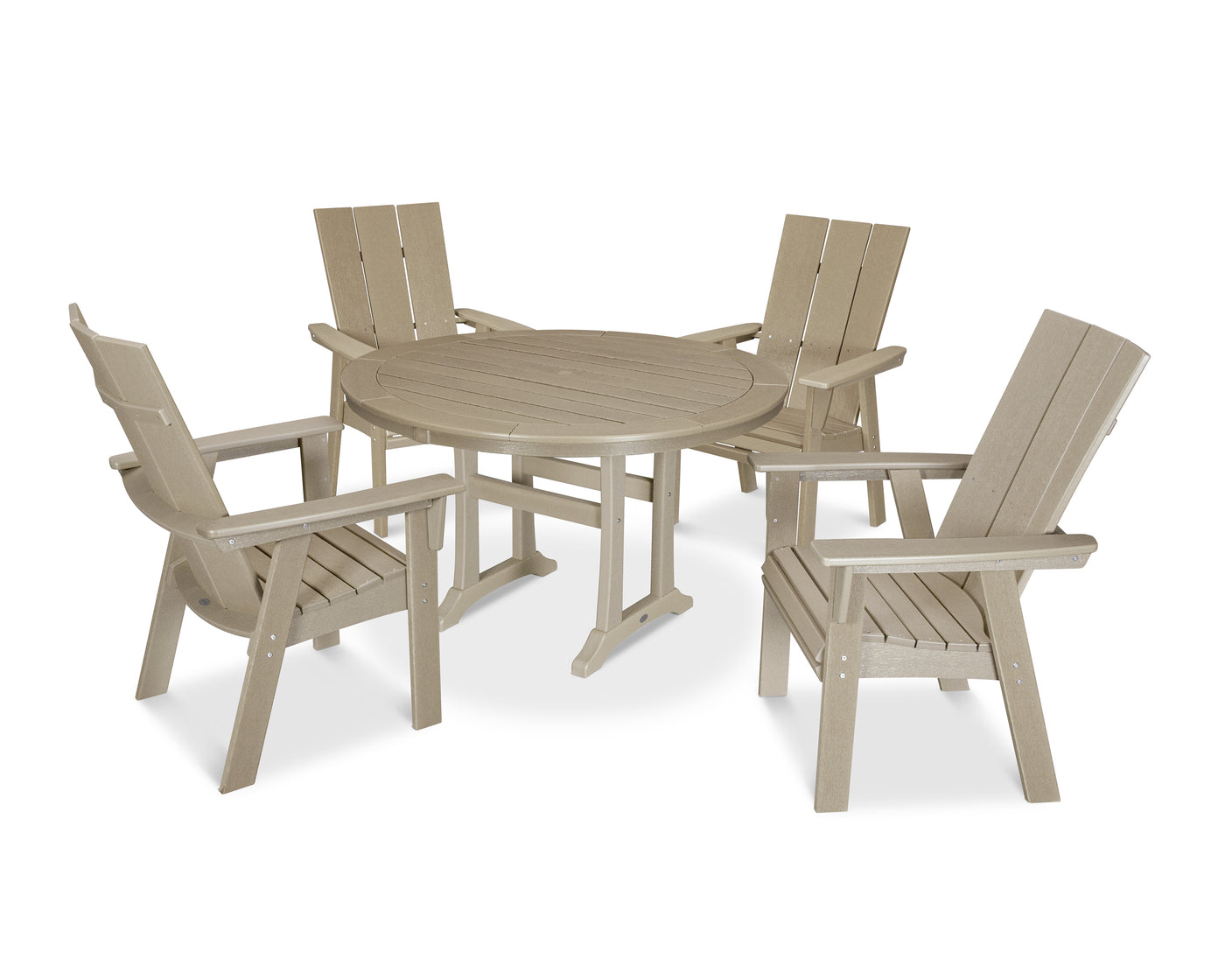 Modern Curveback Adirondack 5-Piece Nautical Trestle Dining Set