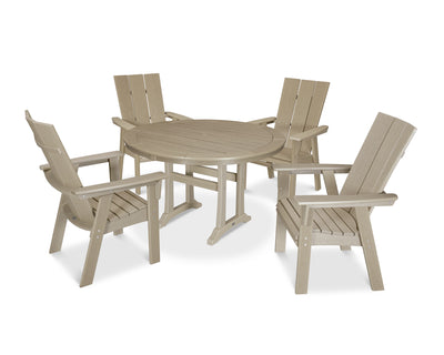 Modern Curveback Adirondack 5-Piece Nautical Trestle Dining Set