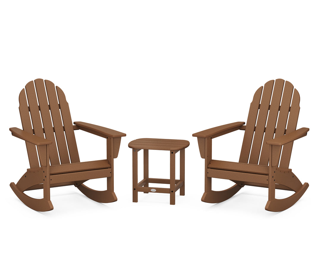 POLYWOOD® Vineyard 3-Piece Adirondack Rocking Chair Set with South Beach 18" Side Table