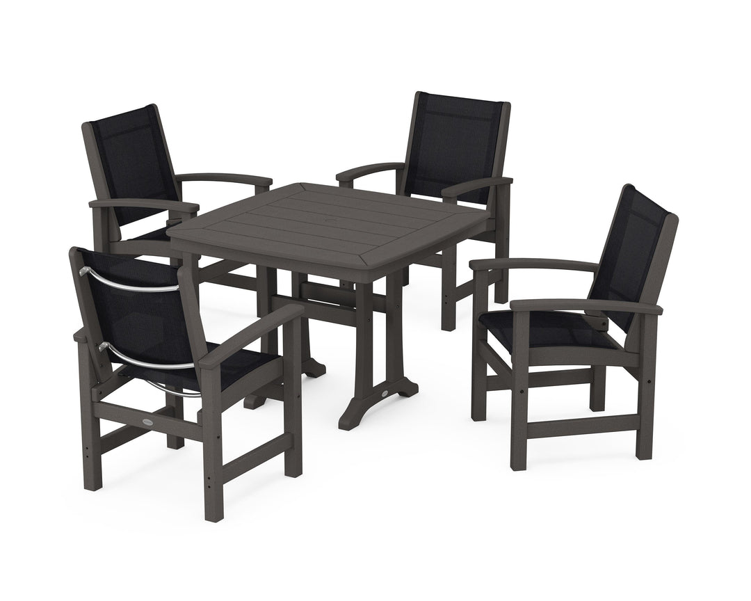 POLYWOOD® Coastal 5-Piece Dining Set with Trestle Legs