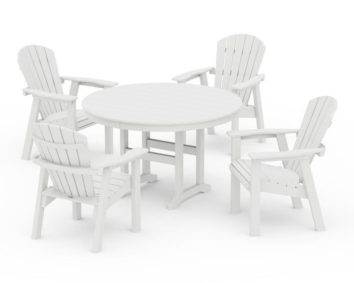 POLYWOOD® Seashell 5-Piece Round Farmhouse Dining Set
