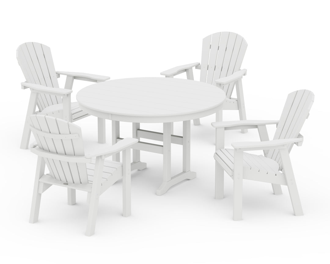 POLYWOOD® Seashell 5-Piece Round Farmhouse Dining Set