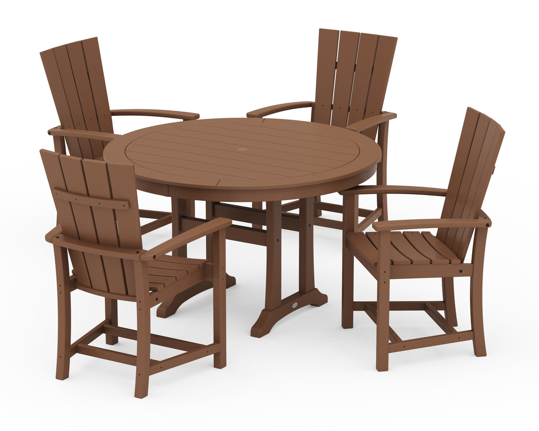 POLYWOOD® Quattro 5-Piece Round Dining Set with Trestle Legs