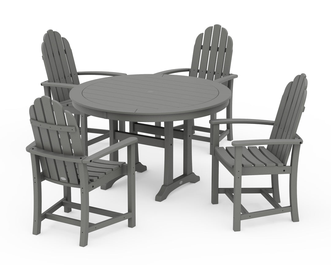 POLYWOOD® Classic Adirondack 5-Piece Round Dining Set with Trestle Legs