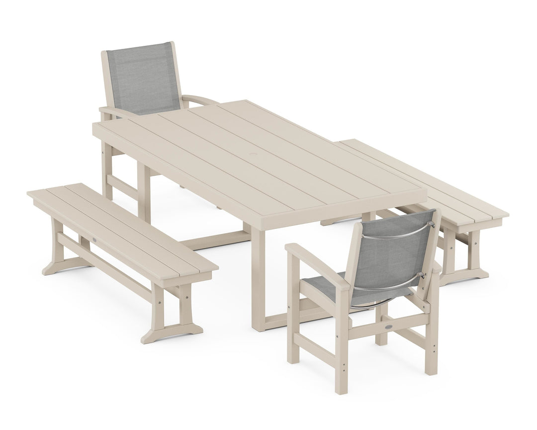 POLYWOOD® Coastal 5-Piece Dining Set with Trestle Legs