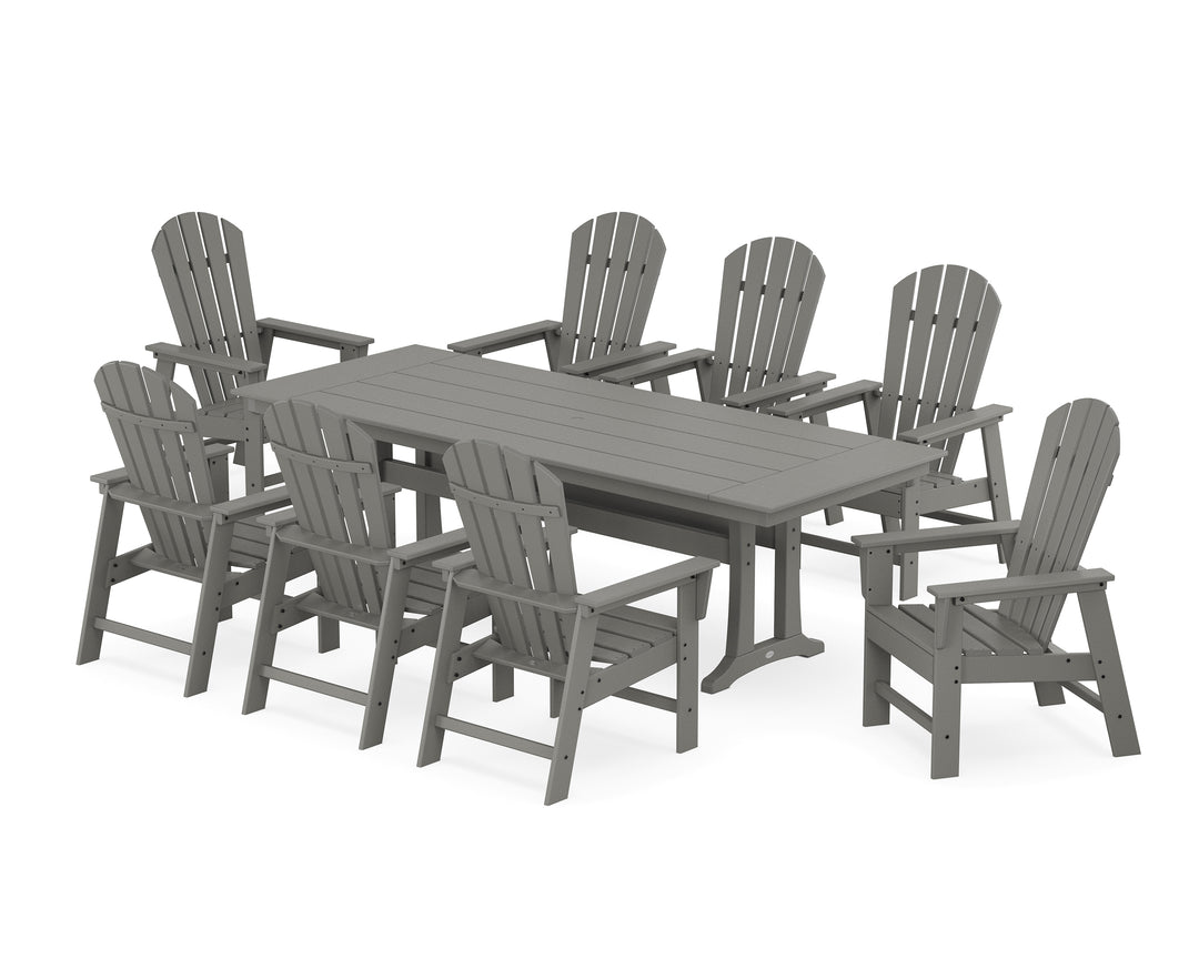 POLYWOOD® South Beach 9-Piece Farmhouse Dining Set with Trestle Legs
