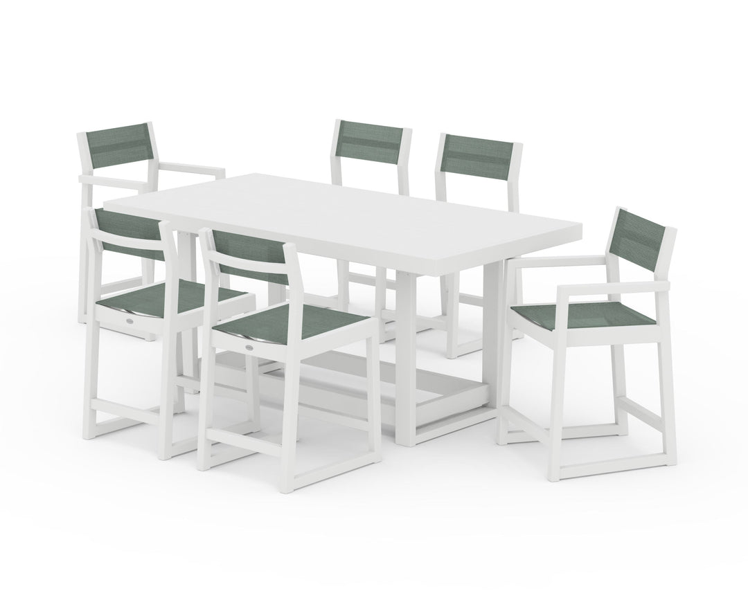 POLYWOOD® EDGE Sling 7-Piece Counter Table Set