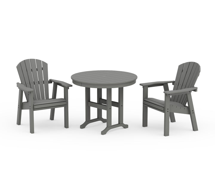 POLYWOOD® Seashell 3-Piece Round Farmhouse Dining Set