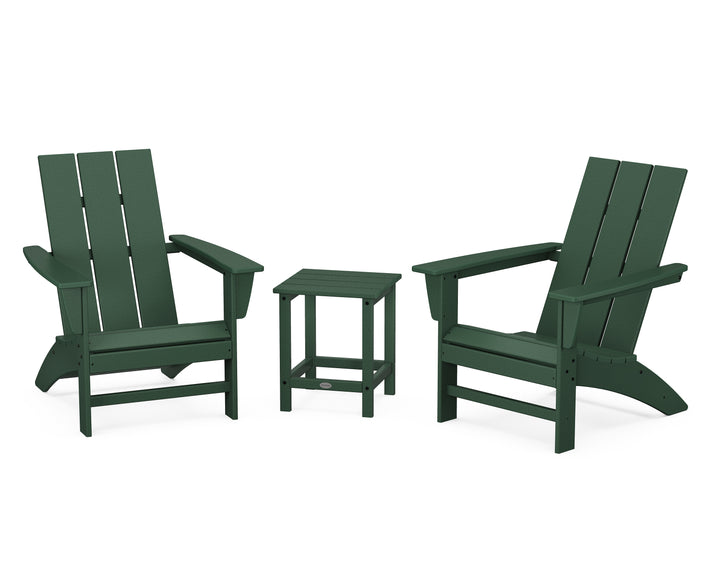 POLYWOOD® Modern 3-Piece Adirondack Set with Long Island 18" Side Table