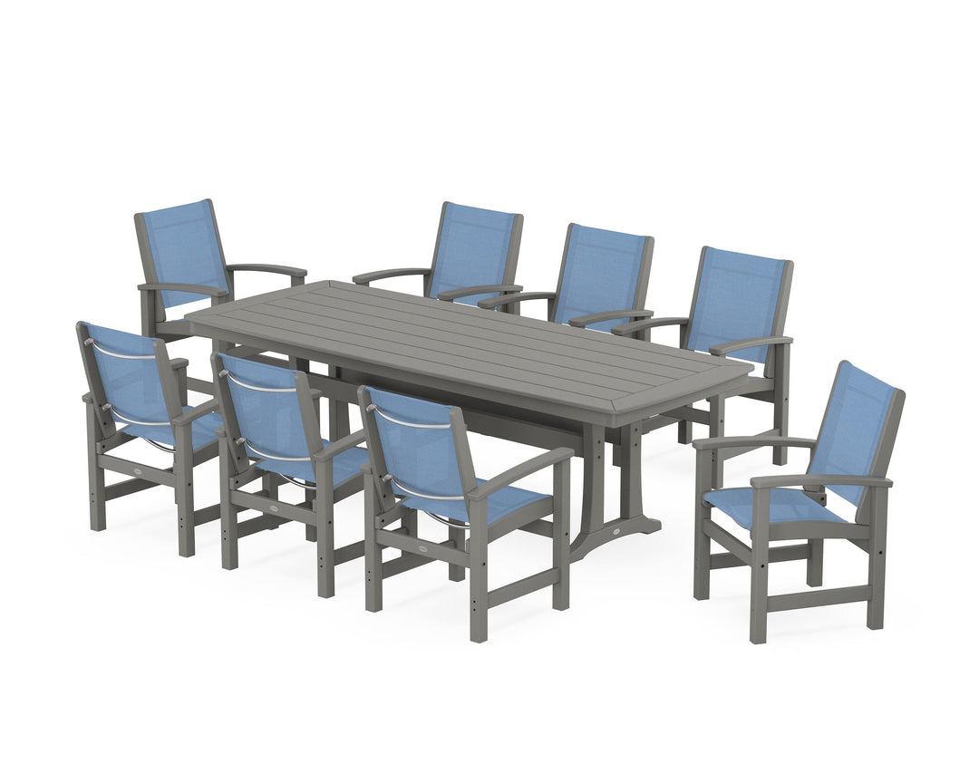 POLYWOOD® Coastal 9-Piece Dining Set with Trestle Legs