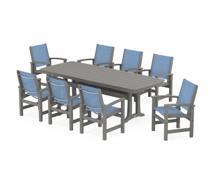 POLYWOOD® Coastal 9-Piece Dining Set with Trestle Legs
