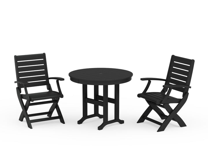 POLYWOOD® Signature Folding Chair 3-Piece Round Farmhouse Dining Set