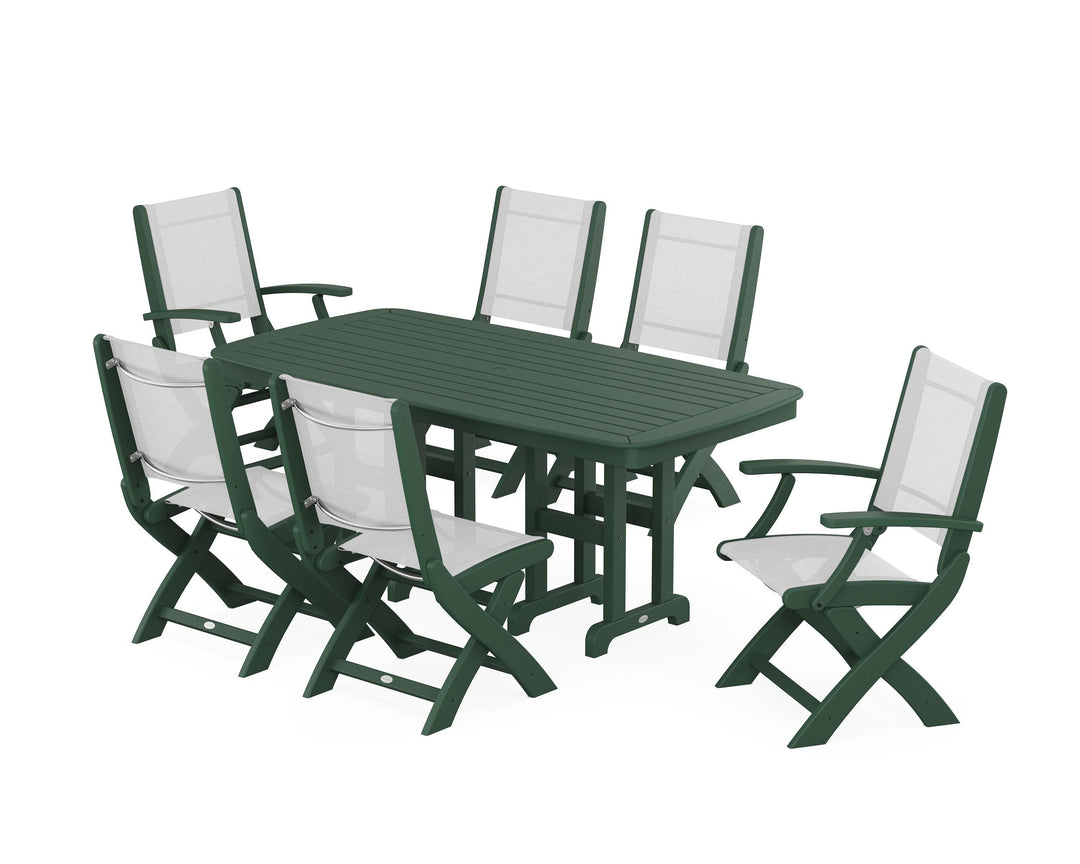 POLYWOOD® Coastal Folding Chair 7-Piece Dining Set