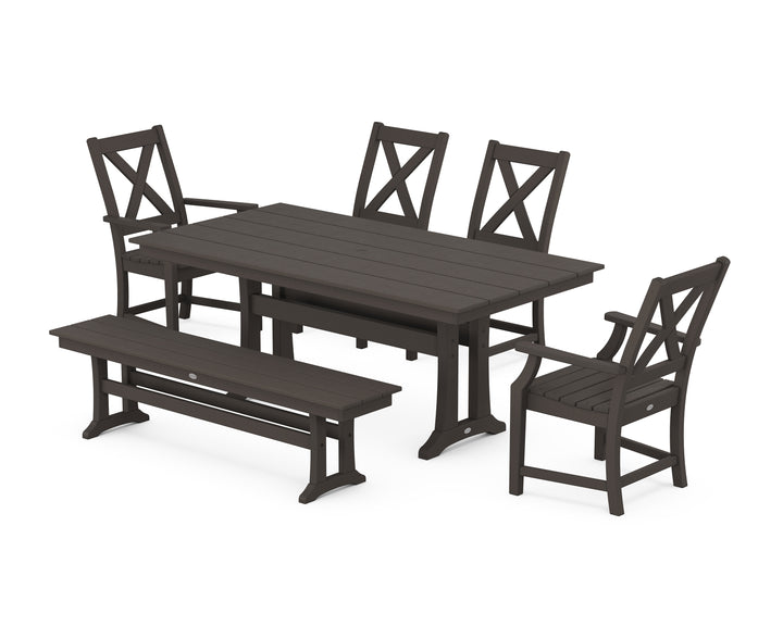POLYWOOD® Braxton 6-Piece Farmhouse Dining Set With Trestle Legs