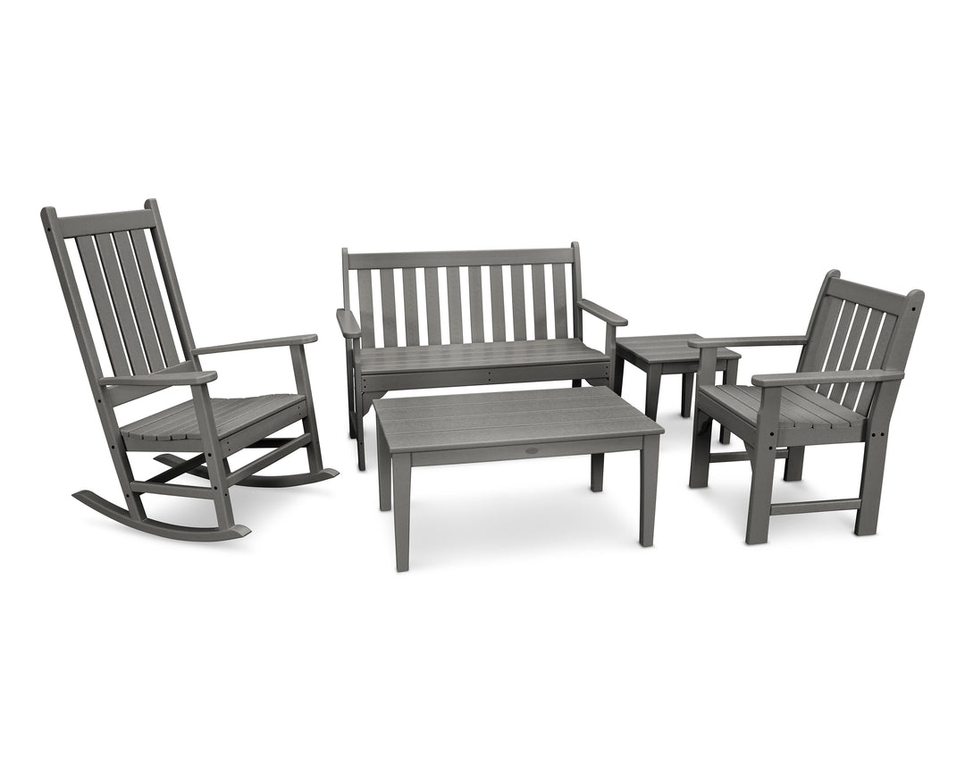 POLYWOOD® Vineyard 5-Piece Bench & Rocking Chair Set